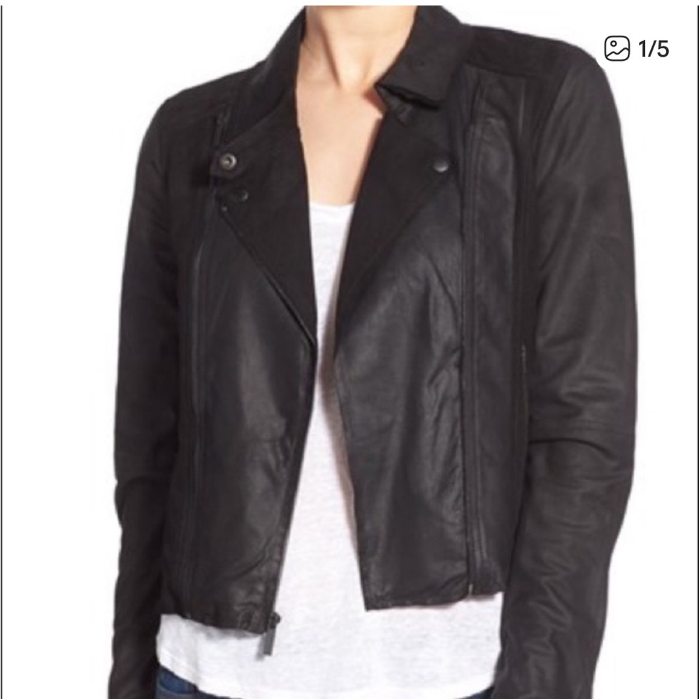 PAIGE Silvie Black Leather and Suede Jacket - Picture 2 of 8